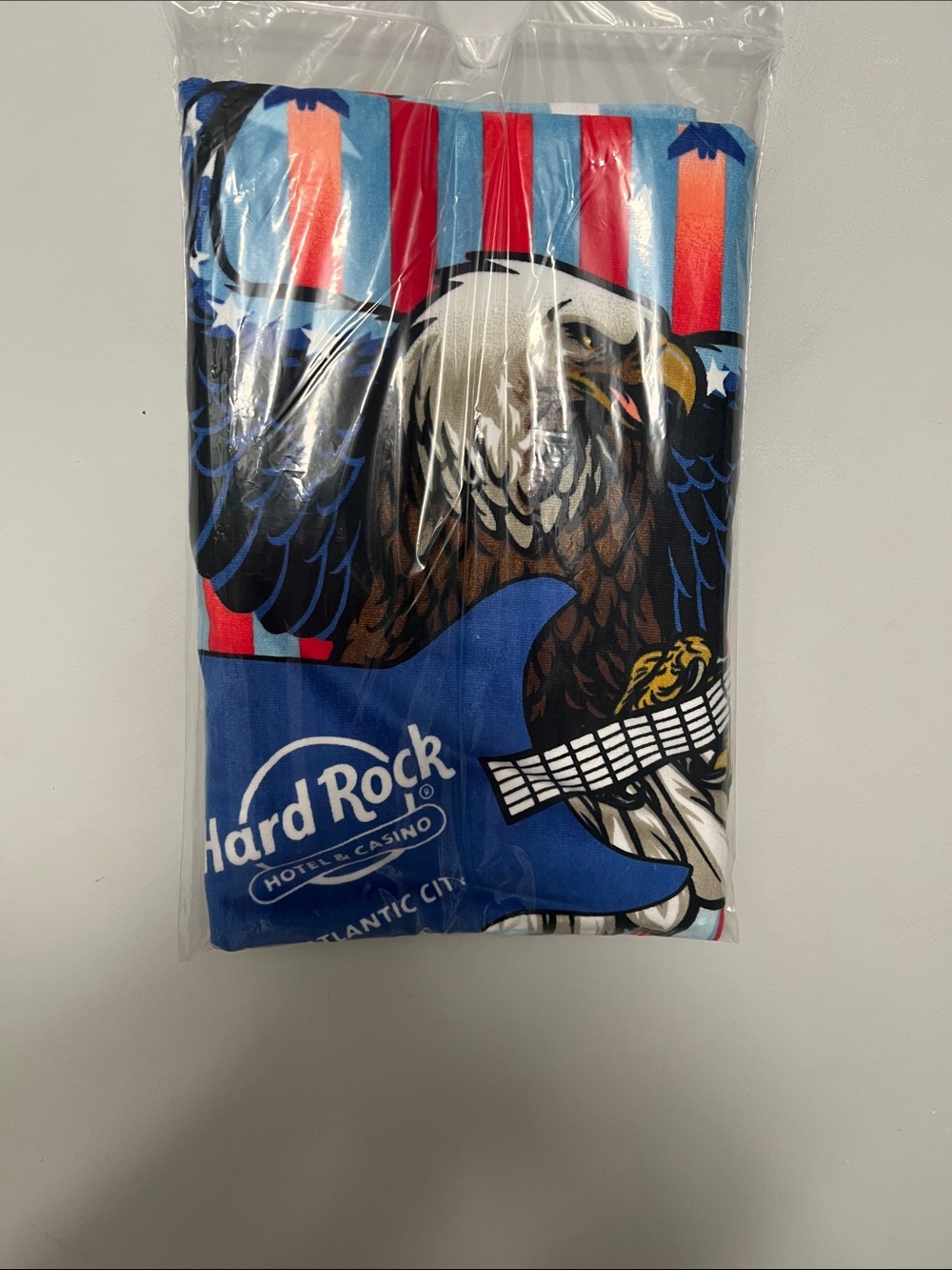 Hard Rock Atlantic City Eagle Beach Towel - Blue & Red